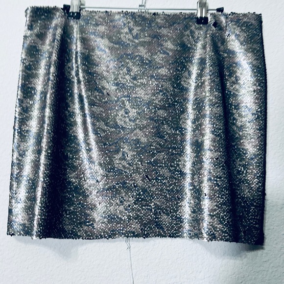 NEW Free People Camo Silver Sequined Mini Skirt Size 12 Large Rare - Picture 5 of 8